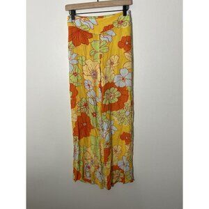 ModCloth Free To Wander Floral Wide Leg Pants Size Small Pull On Pockets